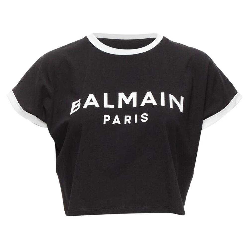 Balmain Logo Crop Ringer Tshirt